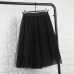 TingYiLi Tulle Skirts Womens Black Gray White Adult Tulle Skirt Elastic High Waist Pleated Midi Skirt 2016