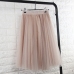 TingYiLi Tulle Skirts Womens Black Gray White Adult Tulle Skirt Elastic High Waist Pleated Midi Skirt 2016