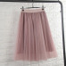 TingYiLi Tulle Skirts Womens Black Gray White Adult Tulle Skirt Elastic High Waist Pleated Midi Skirt 2016