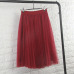 TingYiLi Tulle Skirts Womens Black Gray White Adult Tulle Skirt Elastic High Waist Pleated Midi Skirt 2016