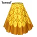 Tonval Retro Floral Print Vintage Pleated Skirts Womens 2018 High Waist Plus Size Midi Cotton Summer 4XL Swing Skirt