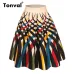 Tonval Retro Floral Print Vintage Pleated Skirts Womens 2018 High Waist Plus Size Midi Cotton Summer 4XL Swing Skirt