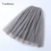 Treutoyeu 5 Layers Maxi Long Women Skirt Tulle Skirts Bridesmaid Wedding Skirt Free Size Faldas Saias Femininas Jupe
