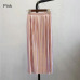 Trytree Spring Summer Pleated Skirt Womens Vintage High Waist Skirt Solid Long Skirts New Fashion Metallic Skirt Female