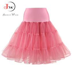 Tulle Skirts Womens Fashion High Waist Pleated Tutu Skirt Retro Vintage Petticoat Crinoline Underskirt Faldas Women Skirt saia