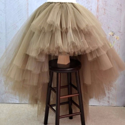 Unique Tiered Layers Tulle Skirts Womens Personalized Puffy Asymmetrical Adult Skirt Real Photo Chic Tutu Skirt Faldas Saia Jupe