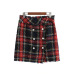 Vadim vintage plaid tweed mini skirt fringe tassel buttons back zipper faldas mujer female casual chic A line skirts BA159