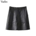 Vadim women basic solid PU leather skirts brief pockets back zipper faldas European style fashion streetwear mini skirts BSQ637