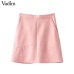 Vadim women basic solid PU leather skirts brief pockets back zipper faldas European style fashion streetwear mini skirts BSQ637