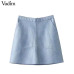 Vadim women basic solid PU leather skirts brief pockets back zipper faldas European style fashion streetwear mini skirts BSQ637