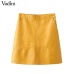 Vadim women basic solid PU leather skirts brief pockets back zipper faldas European style fashion streetwear mini skirts BSQ637