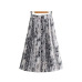 Vadim women chic snake print pleated skirt animal pattern buttons decorate faldas mujer vintage casual mid calf skirts BA214