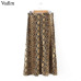 Vadim women elegant snake print midi skirt faldas mujer side zipper design female casual streetwear chic skirts BA157