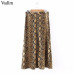 Vadim women elegant snake print midi skirt faldas mujer side zipper design female casual streetwear chic skirts BA157