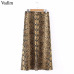 Vadim women elegant snake print midi skirt faldas mujer side zipper design female casual streetwear chic skirts BA157