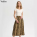 Vadim women elegant snake print midi skirt faldas mujer side zipper design female casual streetwear chic skirts BA157