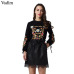 Vadim women lace patchwork PU leather mini skirts sashes pockets elastic waist faldas European style fashion black skirts BSQ610