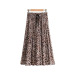 Vadim women stylish leopard print pleated skirt snake faldas mujer Drawstring tie elastic waist casual mid calf skirts BA108