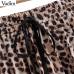 Vadim women stylish leopard print pleated skirt snake faldas mujer Drawstring tie elastic waist casual mid calf skirts BA108