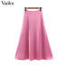 Vadim women sweet solid basic A line skirt faldas mujer side zipper irregular female casual office wear mid calf skirts BA485