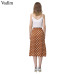 Vadim women vintage dot print midi skirt button design pockets A line ladies casual summer mid calf skirts falda mujer BA022