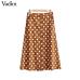 Vadim women vintage dot print midi skirt button design pockets A line ladies casual summer mid calf skirts falda mujer BA022