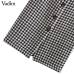 Vadim women vintage plaid midi skirt faldas mujer Houndstooth buttons retro ladies office wear casual chic skirts BA138