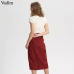 Vadim women vintage plaid midi skirt sashes buttons side zipper retro ladies casual streetwear chic mid calf skirts BA145