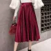 Velvet Large Swing Long Pleated Women Skirts Plus Size Skirts Faldas Saia Fashion Female Skirt Jupe