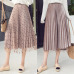 Velvet Lining Tulle Skirts Women 2019 Spring Polka Dot Skirt Female High Waist Pleated Midi Long Skirt Can Wear Two Sides