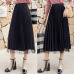 Velvet Lining Tulle Skirts Women 2019 Spring Polka Dot Skirt Female High Waist Pleated Midi Long Skirt Can Wear Two Sides