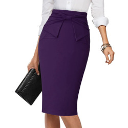 Vfemage Womens Elegant Pleated Bow High Waist Slim Wear To Work Office Business Party Cocktail Fitted Bodycon Pencil Skirt 865