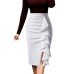 Vfemage Womens Elegant Ruched Ruffle High Waist Slit Split Work Business Cocktail Party Fitted Stretch Bodycon Pencil Skirt 1007