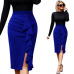 Vfemage Womens Elegant Ruched Ruffle High Waist Slit Split Work Business Cocktail Party Fitted Stretch Bodycon Pencil Skirt 1007