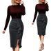 Vfemage Womens Elegant Ruched Ruffle High Waist Slit Split Work Business Cocktail Party Fitted Stretch Bodycon Pencil Skirt 1007