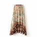 Vintage chic summer fashion women floral Peacock print  beach Bohemian skirt High Elastic Waist Maxi  A-Line Boho Skirt Femme