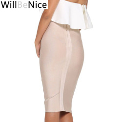 WillBeNice Nude 2018 New Arrival Empire Sexy Lady Knee Length Bandage Pencil Skirt