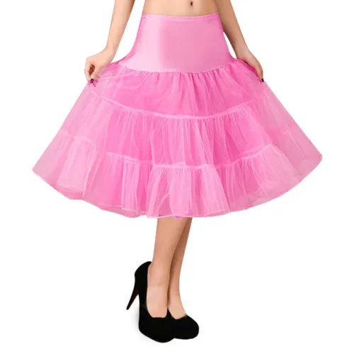 Wipalo Petticoat Skirt Retro Boneless Body wedding Gauze Women 5 Solid Colors Tutu Puff Skirt Vintage Petticoat Swing Ball-gown
