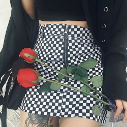 Wipalo checkerboard high waist skirt 2018 summer sexy mini skirt zipper unif checkered skirts womens short bottom saia gothic