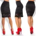 Women Basic Comfort Stretch Cotton Elastic High Waist Knee Midi Pencil Skirt