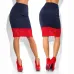 Women Basic Comfort Stretch Cotton Elastic High Waist Knee Midi Pencil Skirt