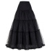 Women Black Red Retro Skirt For Wedding Fashion Vintage Long Skirts Crinoline Underskirt Ball Gown Empire Voile Tulle Petticoat