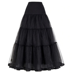 Women Black Red Retro Skirt For Wedding Fashion Vintage Long Skirts Crinoline Underskirt Ball Gown Empire Voile Tulle Petticoat