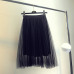 Women Fashion High Waist Mesh Skirt Knee-length Lolita Party Tulle Skirt Female Sweet Midi Tutu Pleated Skirts