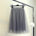 Women Fashion High Waist Mesh Skirt Knee-length Lolita Party Tulle Skirt Female Sweet Midi Tutu Pleated Skirts