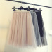 Women Fashion High Waist Mesh Skirt Knee-length Lolita Party Tulle Skirt Female Sweet Midi Tutu Pleated Skirts