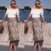 Women Leopard Print Long Skirt Sexy Asymmetrical High Waist Chiffon Skirts Party Club Dailywear Skirts Plus Size