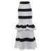 Women Mermaid Long Skirts Ruffle Striped Color Block Vintage Zipper Floor-length Skirts Female Party Pencil Trumpet Maxi Skirts