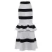 Women Mermaid Long Skirts Ruffle Striped Color Block Vintage Zipper Floor-length Skirts Female Party Pencil Trumpet Maxi Skirts