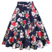 Women Midi Skirt Runway Vintage Rockabilly Womens Pinup 50s 60s Cotton Pleated Skirts High Waist Pinup Mini Black Daily Skirts